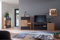 Valencia von MCA - Sideboard Eiche Bianco/ Glas in Parsol Grau