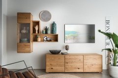 WZ-0546 von GK Möbelvertrieb - Wohnwand dreiteilig aus Wildeiche