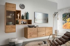WZ-0546 von GK Möbelvertrieb - Wohnwand dreiteilig aus Wildeiche