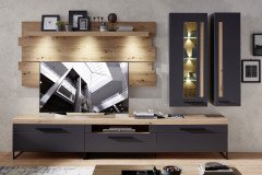 Loft Two von Innostyle - Wohnwand 5 tlg. graphit/ Artisan Eiche