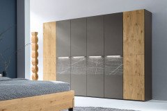 Milo-sleeping von Thielemeyer - Kombi-Kommode Wildeiche - graphit - Naturstein