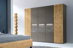 Milo-sleeping von Thielemeyer - Kombi-Kommode Wildeiche - graphit - Naturstein