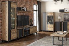 Hayato von Forte - dreiteilige Wohnwand Alpine picea/ schwarz