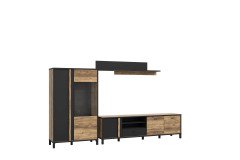 Hayato von Forte - dreiteilige Wohnwand Alpine picea/ schwarz