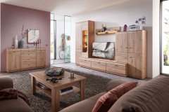 Mira-living von Stralsunder - Wohnwand EB27001-SV cappuccino Hochglanz