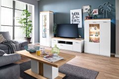 Cali von MCA - Couchtisch weiß/ Eiche ca. 115 x 65 cm groß