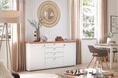 Idamo von Stralsunder - Wohnwand EB27001K tonweiß/ Alteiche