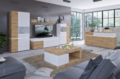 Luci von Meble Wojcik - Wohnwand Eiche/ alpinweiß