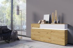 Luci von Meble Wojcik - Wohnwand Eiche/ alpinweiß