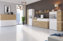 Luci von Meble Wojcik - Wohnwand Eiche/ alpinweiß