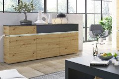 Luci von Meble Wojcik - Wohnwand Eiche/ alpinweiß