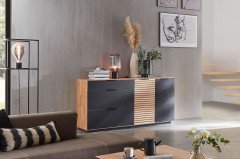 WM 2320 von Wöstmann - Sideboard Erle/ Mattglas carbonfarbig