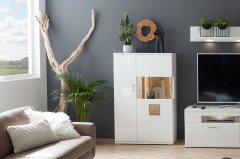 Topeka von IDEAL Möbel - Sideboard weiß mit Hirnholz-Applikationen