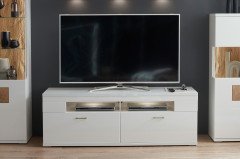 Topeka von IDEAL Möbel - Sideboard weiß mit Hirnholz-Applikationen