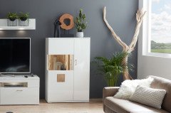 Topeka von IDEAL Möbel - Sideboard weiß mit Hirnholz-Applikationen