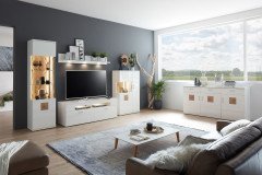 Topeka von IDEAL Möbel - Sideboard weiß mit Hirnholz-Applikationen