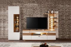 Fresno von Wohnconcept - Wohnwand 83 in Weiß/ Artisan Eiche