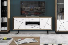Brolo von Meble Wojcik - TV-Kommode BROK01 Eiche/ weiß