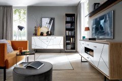 Brolo von Meble Wojcik - TV-Kommode BROK01 Eiche/ weiß