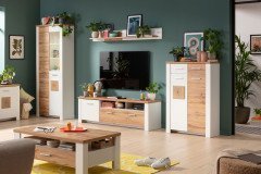 Matera von Innostyle - Wohnwand 10P7WH80 in Weiß/ Eiche