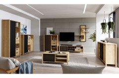 Jytana von Forte - dreiteilige Wohnkombination Mauvella Oak/ Black