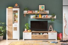 Matera von Innostyle - Wohnwand 10P7WH80 in Weiß/ Eiche