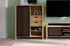 Jytana von Forte - dreiteilige Wohnkombination Mauvella Oak/ Black