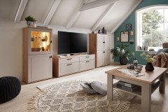 Idamo von Stralsunder - Wohnwand EB27001K tonweiß/ Alteiche