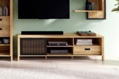 Jytana von Forte - dreiteilige Wohnkombination Mauvella Oak/ Black