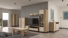 Killarney von Forte - vierteilige Wohnkombination Mauvella Oak/ sand