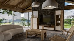 Killarney von Forte - vierteilige Wohnkombination Mauvella Oak/ sand