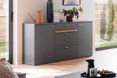 Marsalla von MCA - Vitrine grau/ Balkeneiche