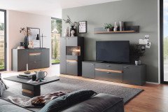 Marsalla von MCA - Vitrine grau/ Balkeneiche