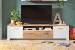 Matera von Innostyle - Wohnwand 10P7WH80 in Weiß/ Eiche