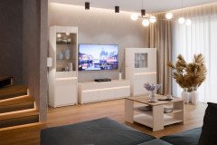 Oak Squere von Forte - dreiteilige Wohnkombination Mauvella Oak/ Sand