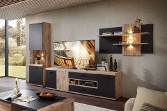 Lamella von Wohnconcept - Wohnwand mit Vitrine, TV-Unterteil und Wandregal