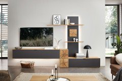 WM 2410 von Wöstmann - Highboard Wildeiche mit Hirnholzakzent und Beleuchtung