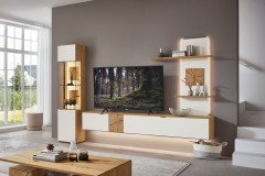 WM 2410 von Wöstmann - Highboard Wildeiche mit Hirnholzakzent und Beleuchtung