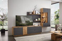 WM 2410 von Wöstmann - Highboard Wildeiche mit Hirnholzakzent und Beleuchtung