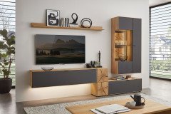 WM 2410 von Wöstmann - Highboard Wildeiche mit Hirnholzakzent und Beleuchtung