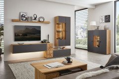 WM 2410 von Wöstmann - Highboard Wildeiche mit Hirnholzakzent und Beleuchtung