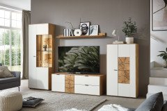 WM 2410 von Wöstmann - Highboard Wildeiche mit Hirnholzakzent und Beleuchtung