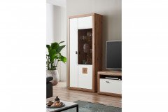 Borkum von IDEAL Möbel - Vitrine in Weiß/ Eiche Artisan