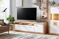 Borkum von IDEAL Möbel - Vitrine in Weiß/ Eiche Artisan