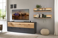 Butera von IDEAL Möbel - Highboard in Eiche Gustavson mit Frontbeleuchtung