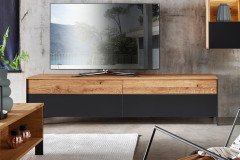 Boston-living von TPT Möbel - Highboard mit Beleuchtung aus Wildeiche/ Eiche