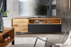 Boston-living von TPT Möbel - Highboard mit Beleuchtung aus Wildeiche/ Eiche