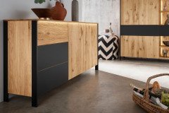 Boston-living von TPT Möbel - Highboard mit Beleuchtung aus Wildeiche/ Eiche