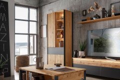 Boston-living von TPT Möbel - Highboard mit Beleuchtung aus Wildeiche/ Eiche