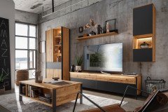 Boston-living von TPT Möbel - Highboard mit Beleuchtung aus Wildeiche/ Eiche